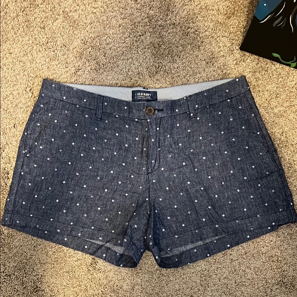 Old Navy Blue and White Jean Shorts with Polka Dot Pattern